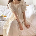 ネグリジェ 春夏 レディース 半袖ワンピース 白レース 大人可愛いパジャマ お姫 ロング丈ネグリジェ ナイトロープ 部屋着 オシャレルームウェア ゆったり韓国風...