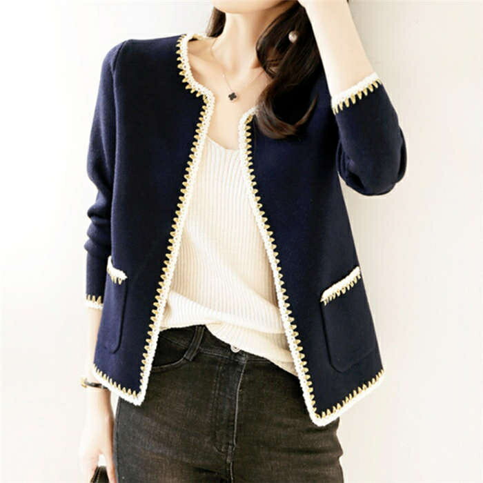 ツイードジャケット ノーカラージャケット レディース 秋新作 ジャケットショート丈 ニットカーディガン ブレザー 40代 アウター 韓国風 オシャレ 入学式 大人 通勤 30代 送料無料