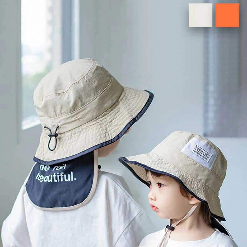 Hat - 帽子 暑さ対策 女の子 日よけ 男の子 日除け キッズ 紐 ひも付き