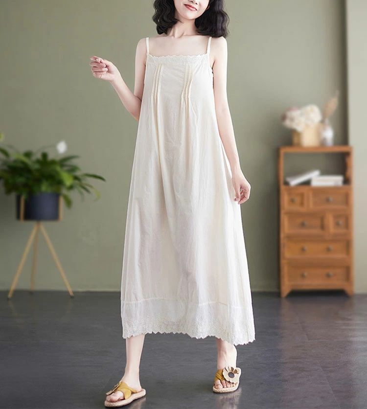 ワンピース ペチコート レース キャミソール 綿 ぺチワンピース