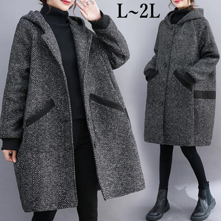 アウター レディース ジャケット コート ミディ フードコート(4.0)