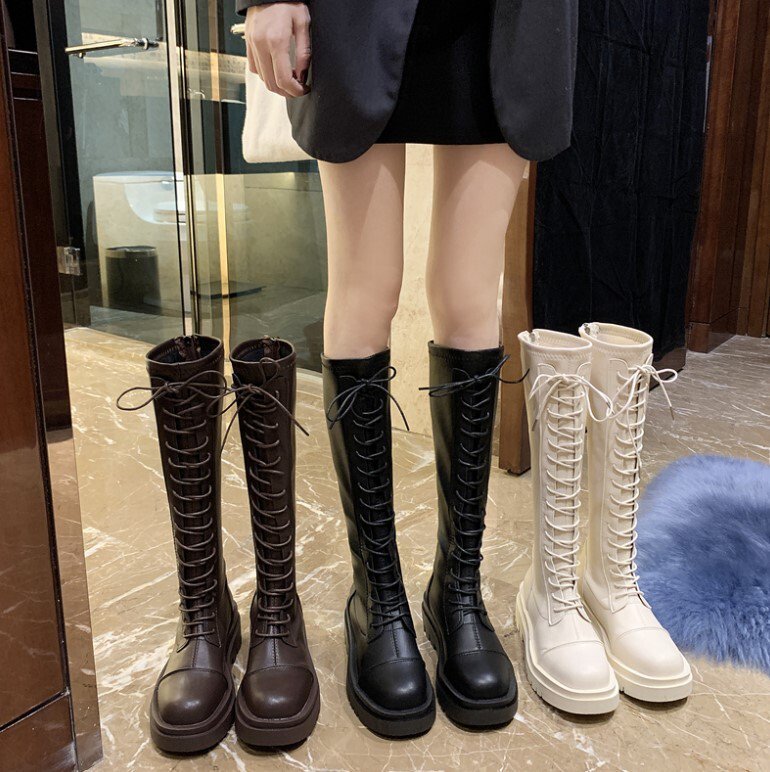 編み上げ レースアップ ロング ロングブーツ 3color レディース