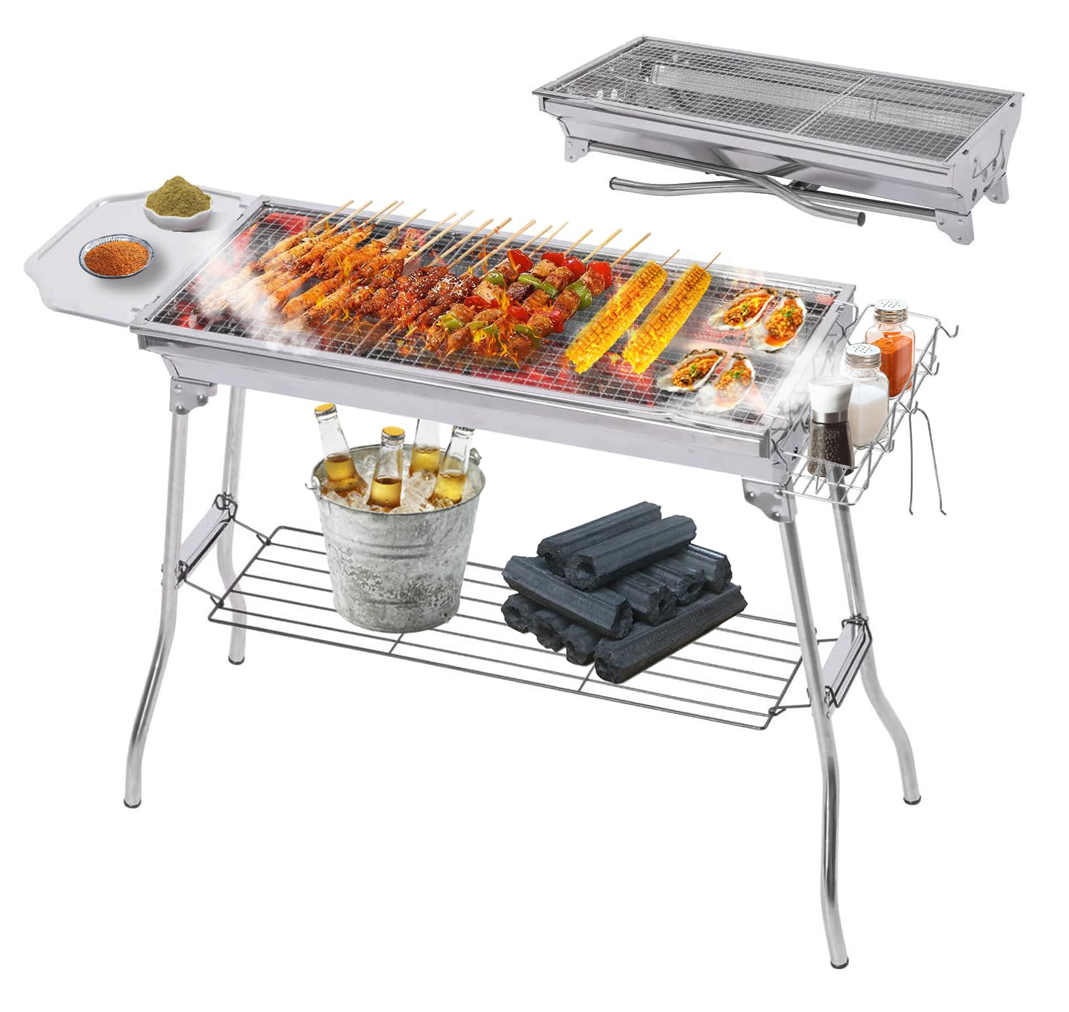 折りたたみ bbq コンロ バーベキューグリル コンパクト 軽量 幅73.5cm 大人数 持ち運び便利 BBQグリル 焼き台 アウトドア レジャ