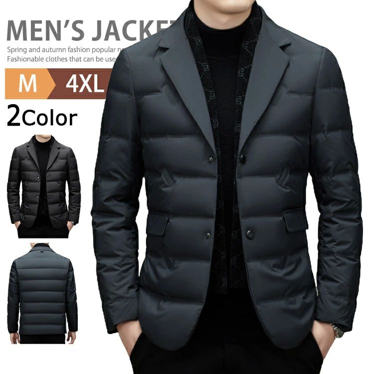 ブレザー 長袖 2ボタン テーラード カジュアル メンズ ダウンジャケット ビジネス ...