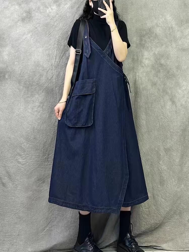 大きいポケットが可愛い デニムジャンパースカート サロペット