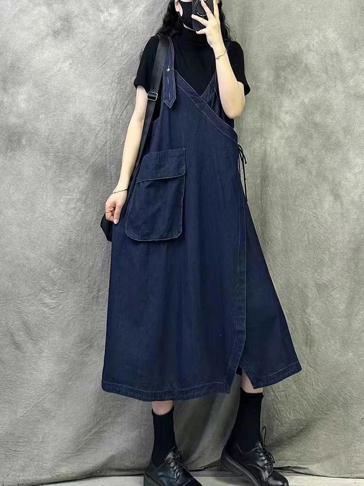大きいポケットが可愛い デニムジャンパースカート サロペット