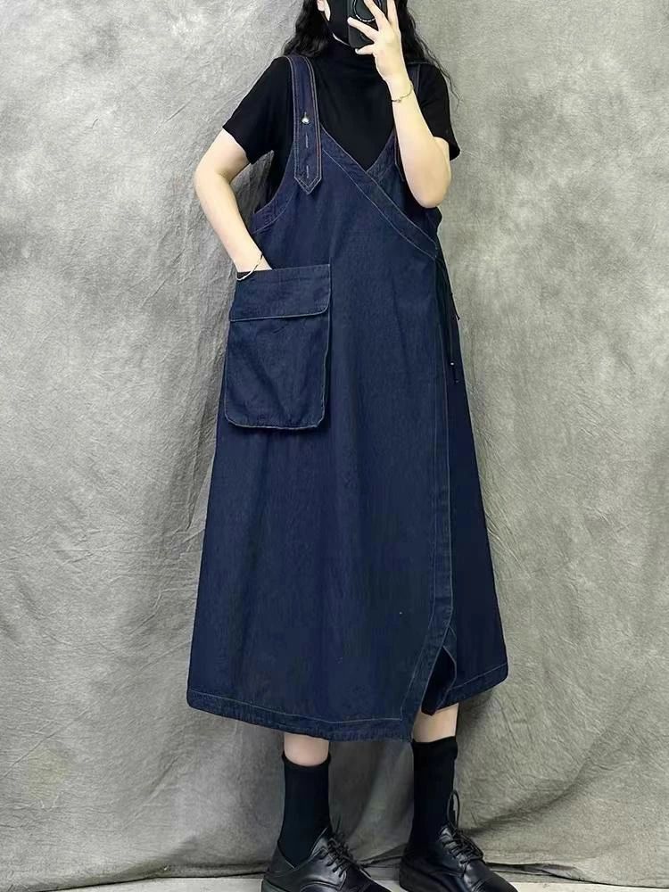 大きいポケットが可愛い デニムジャンパースカート サロペット