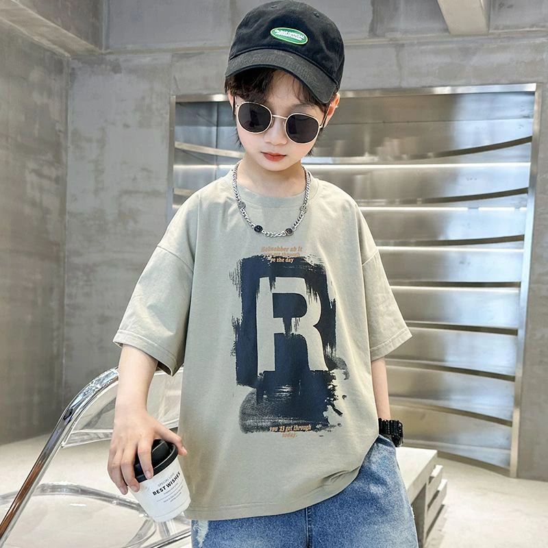 樂天商城 - 子供服 Tシャツ カジュアル トップス 半袖 夏 キッズtシャツ ティーシャツ ティシャツ 丸首 子供ティーシャツ ロゴ 子供