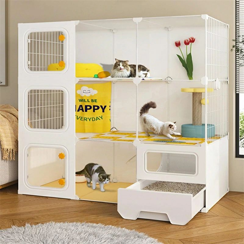 3段猫ケージ屋内取り外し可能な犬小屋クレート大きな運動場所1-3匹の猫に最適