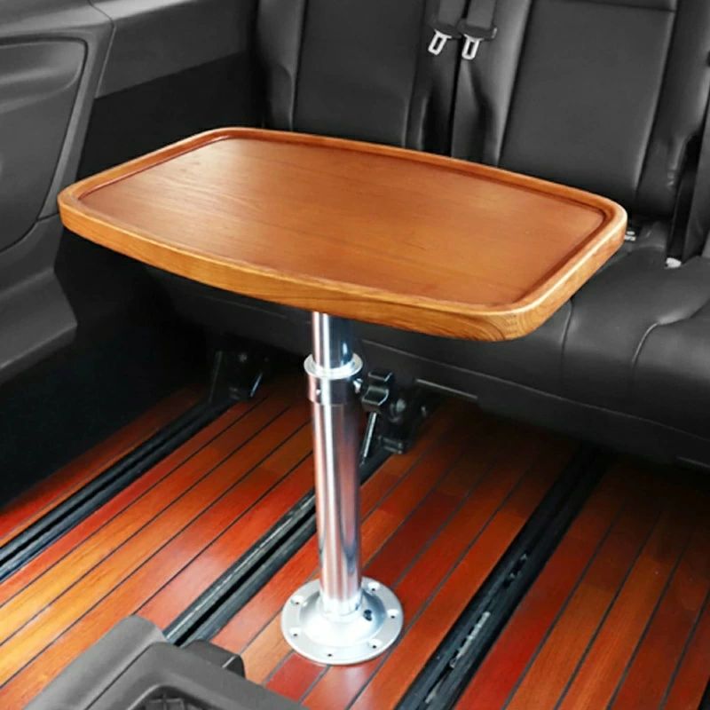 ボートテーブル キャンピングカー テーブル RV ダイニングテーブル 取り外し可能な無垢材の天板と高さ調節可能な金属脚付き 51-8