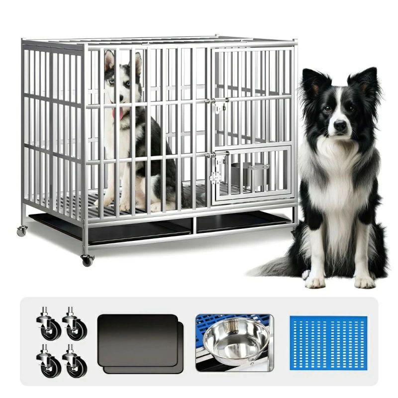犬 ケージ 小型犬 中型犬 大型犬 ステンレス鋼製 犬ゲージ 頑丈な犬用ケージ 犬小...