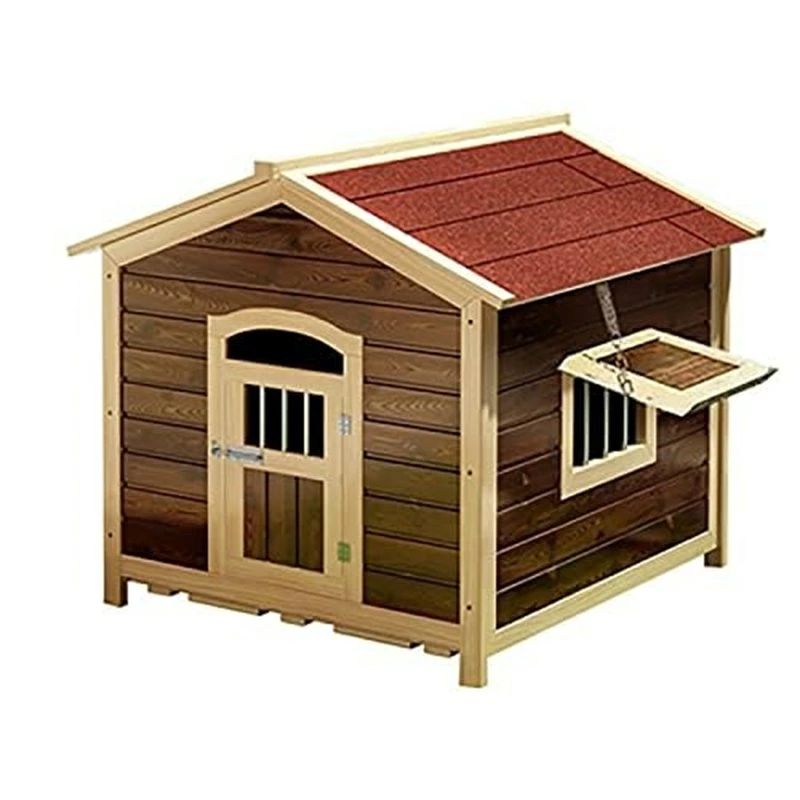 ウッドドッグハウス、無垢材の犬小屋 、防雨?防水ドッグハウス大型犬用ケージ屋外ペットハウス、屋外炭化ウッドドッグハウス、小