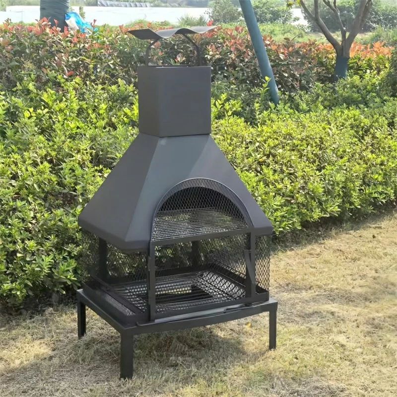Rakuten - 焚き火台 ファイヤーピットテーブル カバー付き大型焚き火台 BBQグリル バーベキューコンロ 焼肉 テーブル 大人数 七輪 家庭用