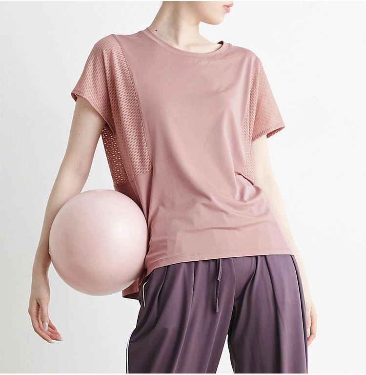 無地 接触冷感 吸水速乾 ピラティス T-shirt 伸縮性 着圧 ストレッチ トレーニング...