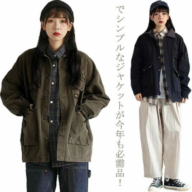 デニム風 アウトドア ゆったり 大きいサイズ きれいめ カジュアル コート ビッグシルエット 羽織り ジャケット 秋 春 アウター