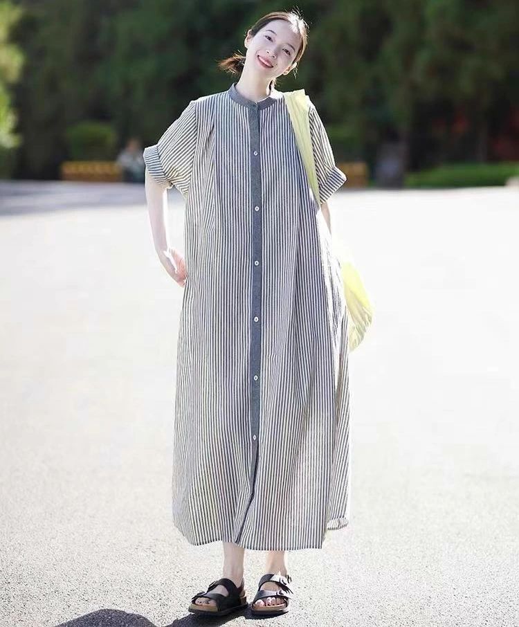 半袖 コットン 綿 春夏 ゆるコットンロングシャツワンピース レディース ワンピース シャツ シャツワンピ レディース ワンピース