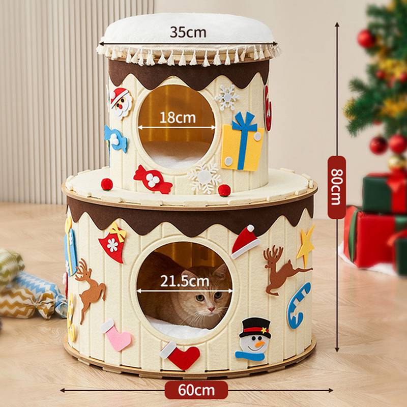 ペットベッド ケーキ型の猫ベッド 猫 犬 ハウス 安定した ストレス解消 噛み耐え ...