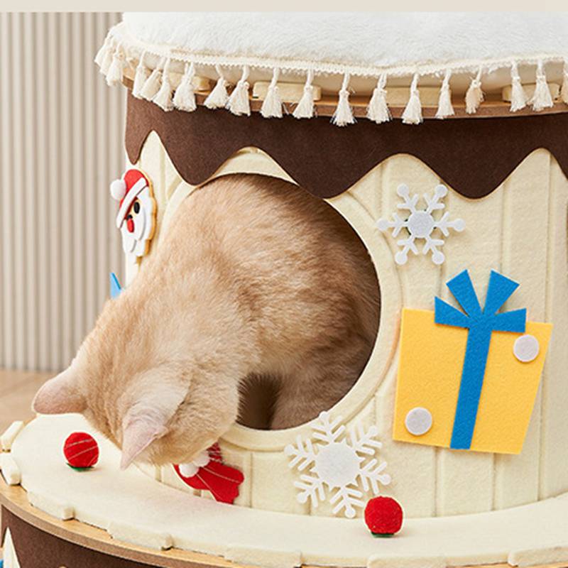 ペットベッド ケーキ型の猫ベッド 猫 犬 ハウス 安定した ストレス解消 噛み耐え ...