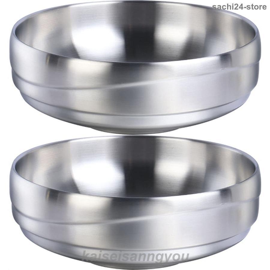 麺鉢 ラーメン丼 ラーメン碗 麺丼 スープボウル ステンレス どんぶり 蕎麦 二重構造 二個セット 保温 保冷 ヌードル ボウル 韓国食器食器 キッチン用品 冷麺器