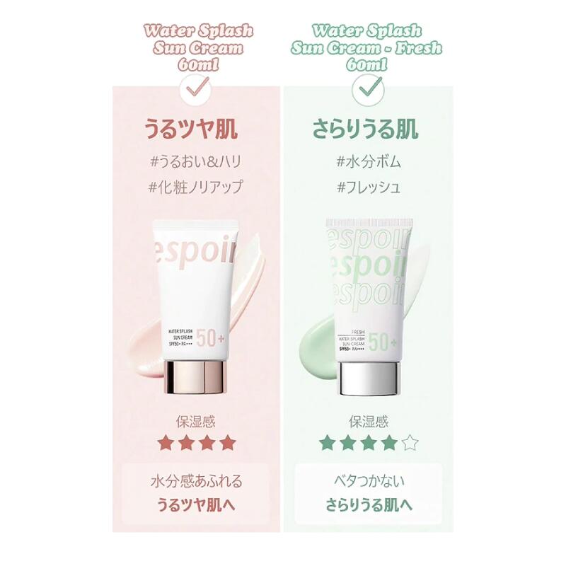 ＜国内発送＞　espoir　エスポアウォータースプラッシュサンクリーム　SPF50+ PA+++　60ml　メイクアップ　日焼け止め　トーンアップ　紫外線カット　韓国コスメ　プレゼント　エスポア下地 　UV下地　化粧下地 エスポアサンクリーム　クリスマス 2