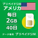 データ通信SIM プリペイドSIM 毎日2GB 40日 simカード 格安SIM SIMプリー アメリカ データ専用 AT T LTE対応