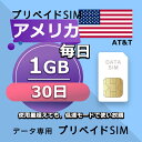 データ通信SIM プリペイドSIM 毎日1GB 30日 simカード 格安SIM SIMプリー アメリカ データ専用 AT＆T + LTE対応