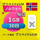 データ通信 eSIM ノルウェー 1GB / 毎日 30日間 esim SIMプリー プリペイド esim 低速データ無制限 esim データ専用 Telenor
