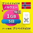 データ通信 eSIM ノルウェー 1GB / 毎日 5日間 esim SIMプリー プリペイド esim 低速データ無制限 esim データ専用 Telenor