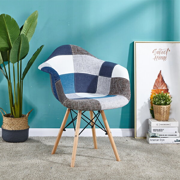 ダイニングチェア パッチワーク クッション付き ひじ掛け 疲れにくい おしゃれ 北欧 リプロダクト イス..