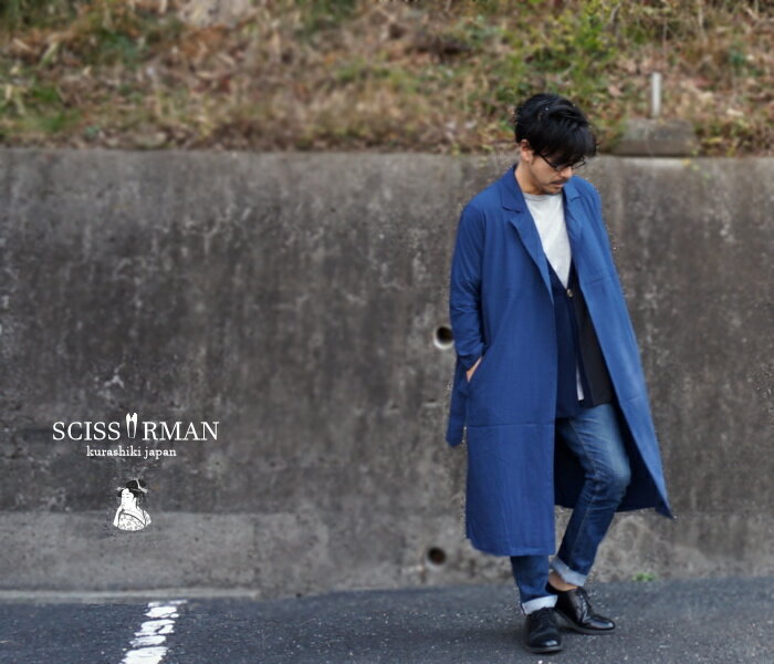 SCISSORMAN シザーマン 1902n HAIKARA Inverness coat ハイカラ インパネスコート ネイビー 7分袖スプリングコート ロング【羽織】【メンズ】【送料無料】【smtb-kd】