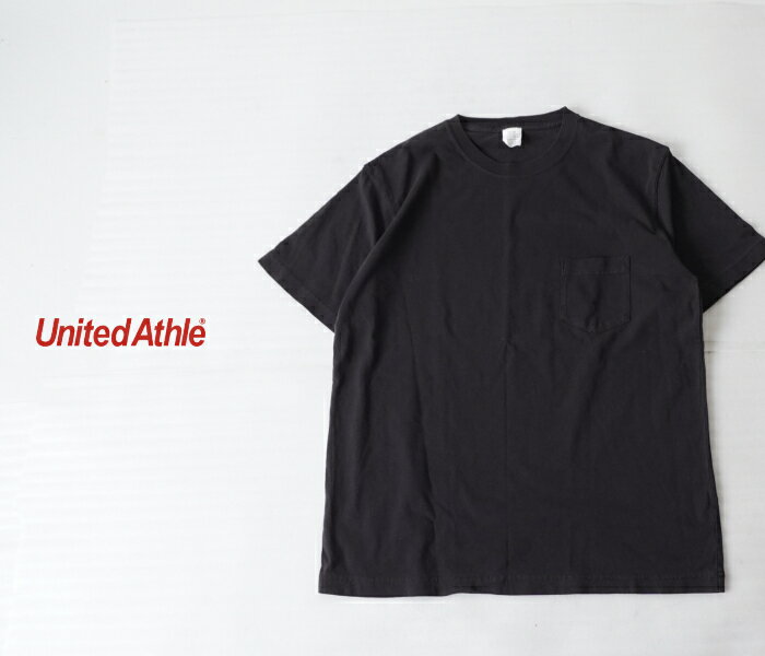 Rakuten - United Athle ユナイテッド アスレ ポケット付き ヴィンテージ ピグメント加工 5.6オンス クルーネック 半袖Tシャツ ブラック