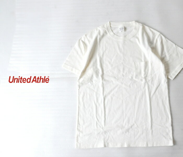 Rakuten - United Athle ユナイテッド アスレ ポケット付き ヴィンテージ ピグメント加工 5.6オンス クルーネック 半袖Tシャツ ホワイト