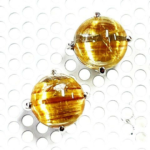 Rakuten - ルチルキャッツ　ピアス　Pt900　7mmルチルクォーツ　キャッツアイ　1.80ct　1.92ct