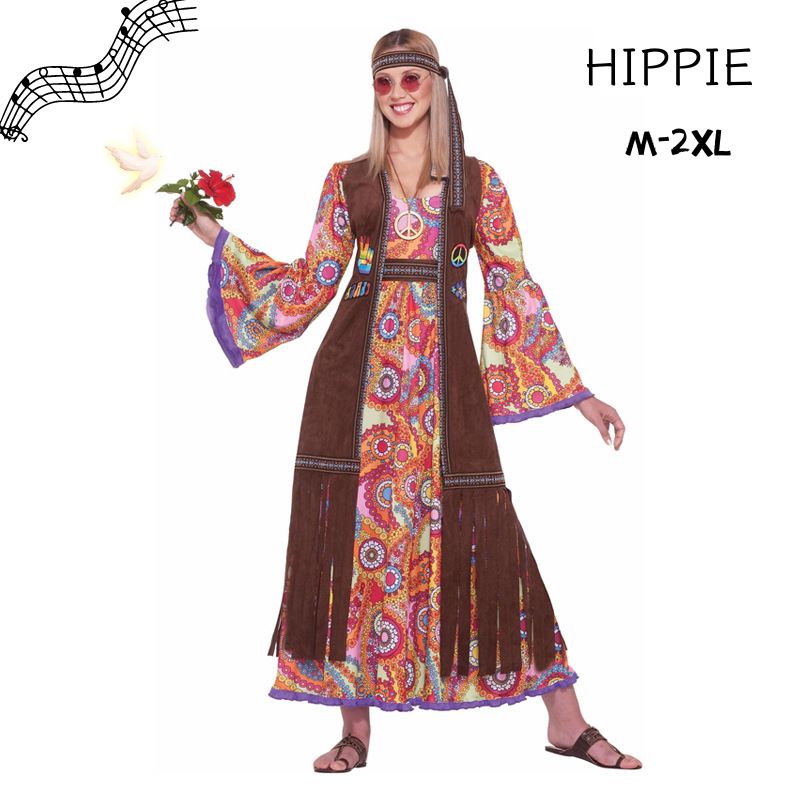 3点セット 頭飾り ワンピース コート 豪華セット セット hippie costume コスチューム コスプレ 変装 かわいい イベント 飾り おもしろ 学芸会 発表会 オシャレ ハロウイン パーティ カワイイ ギフト プレゼント 衣装 女性 仮装 女性用 大人用 人気 定番 可愛い 海外通販