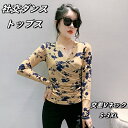 社交ダンス トップス レディース トップス 長袖 花柄 交差Vネック しわメッシュ 秋冬インナーも ラテンダンス レッスン着 Vカット トップス ラテンダンス ...