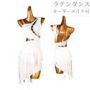 【セミオーダー可】ラテンダンス バックレスドレス ダンス衣装 袖なし ラテンドレス イレギュラースカート フリンジスカート パーティードレス ワンピース ラテン専用ドレス レッスン着 競技 練習 演出 高級感 デモ用 発表会 練習用 海外通販