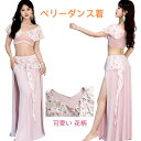 ベリーダンスレッスン着 可愛い 花柄 半袖 ベリーダンスセット衣装 2点セットアップ レディース ベリーダンス 練習着 インド 民族 衣装 女性コスチューム ロ...