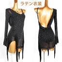 ラテンドレス ラメ入り 片袖 ラテン衣装 不規則 フリンジ タッセル 競技 社交ダンス 試合ダンスドレスラテンダンス 練習服 ラテンダンス衣装 レッスン着 チャチャ サルサ ルンバ ダンスウェア デモ タンゴ ワルツ スタンダード サンバ ルンバ 海外通販