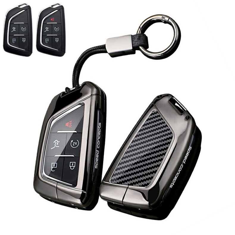 送料無料 ontto キャデラックに適応 スマートキーケース キーカバー キーホルダー 亜鉛合金 炭素繊維パータン Cadillacに適合 ATS CTS CT4 CT5 CT6 XTS XT4 XT5 エスカレード等 TPU 贈り物 高級 キーバッグ 傷防止 防水 防塵 摩耗防止 キーリング 男女兼用 カーボン-黒