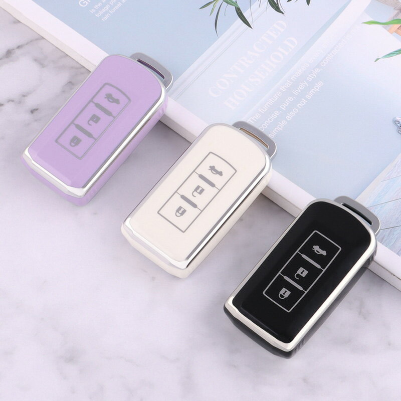 送料無料 ONTTO 三菱との交換性 キーバッグ 新しいアップグレード シリコン シルバーエッジ スマートキーケース ファッション キーカバー Mitsubishi用ekワゴン ekスペース ミラージュ アウトランダー アイ等 車用 キーリング 男女兼用 柔らかい TPU 誕生日 新年 プレゼント