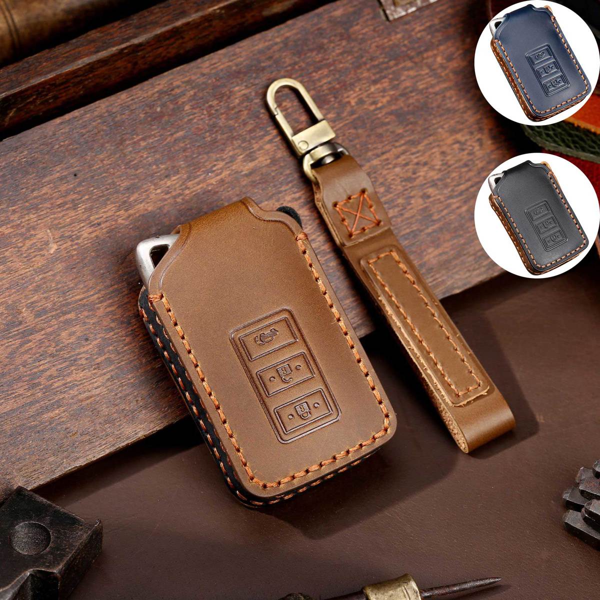送料無料 ontto レクサス向けの スマート キーケース キーカバー 手触りいい 高級 本革 キーホルダー LEXUS用 NX IS GS RX RC250 GS250 GS300h等に適用 リモコンキーケース 3ボタン 保護 汚れ 傷防止 防水 落としにくい オシャレ クレージホースレザー