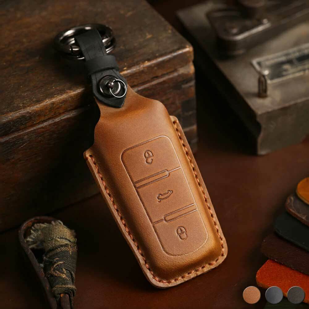 送料無料 ONTTO VWに適応 スマート キーケース 高級感 本革 手作り キーカバー オシャレ フォルクスワーゲン CCに適合 保護 キーホルダー パサート マゴタン等に適用 牛革 リモコンキーケース 落下防止 防塵 防水 高品質 クレイジーホースレザー ブルー ブラウン ブラック