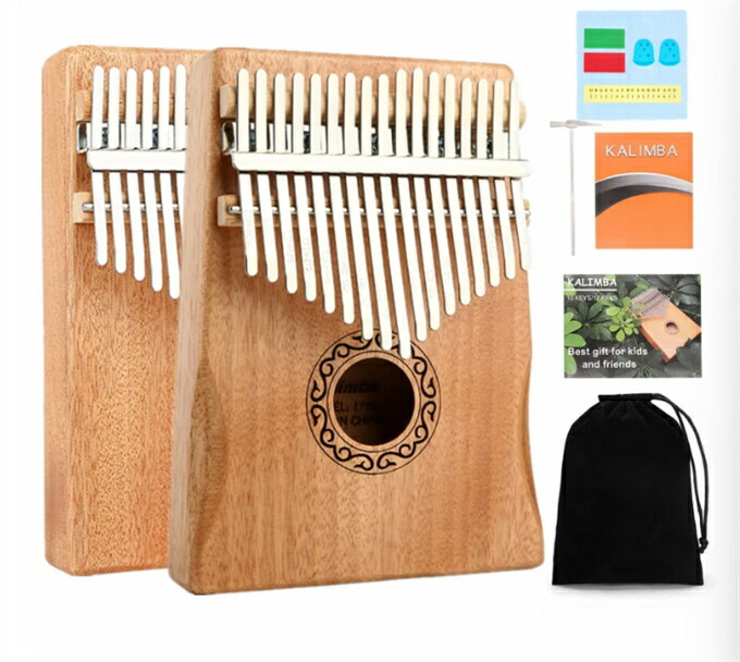 カリンバ サムピアノ 職人の手作り 親指ピアノ 初心者セット 子供 楽器 天然木製 17音 マホガニー おし..