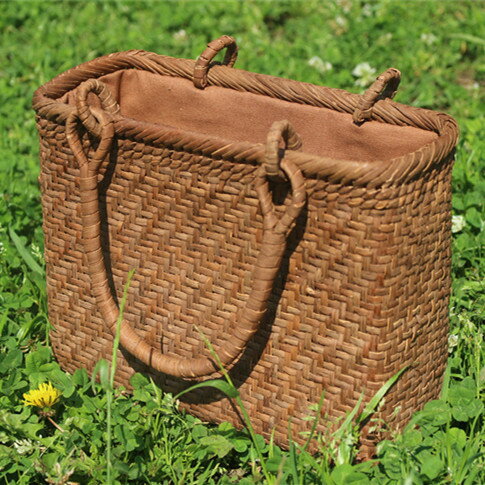 山葡萄 かごバッグ 網代編み やまぶどう 山ぶどう カゴバッグ メルカド レディース ハンドバッグ 着物 籠バッグ 蔓 バック かご 巾着 中布と内ポケット付き