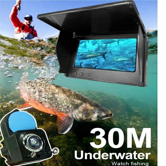 ポータブル魚群探知機水中ハンドヘルド 1080P 4.3 インチ LCD 魚群探知機水中 220° 釣りカメラナイトビジョン付き