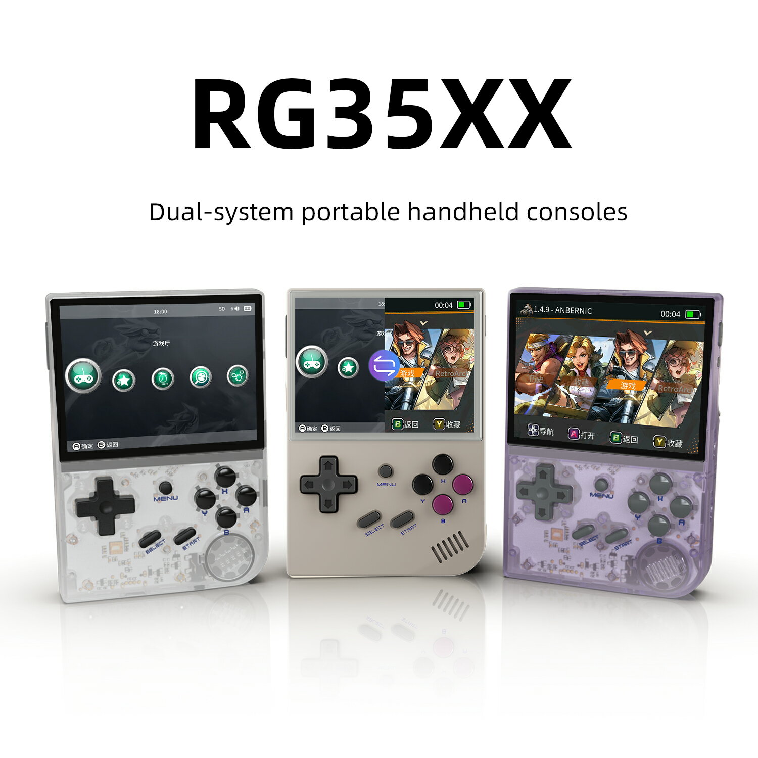 ANBERNIC RG35XX ハンドヘルドゲームプレーヤー 3.5 インチ IPS 640*480 スクリーンポータブルビデオゲームプレーヤークリスマスギフト