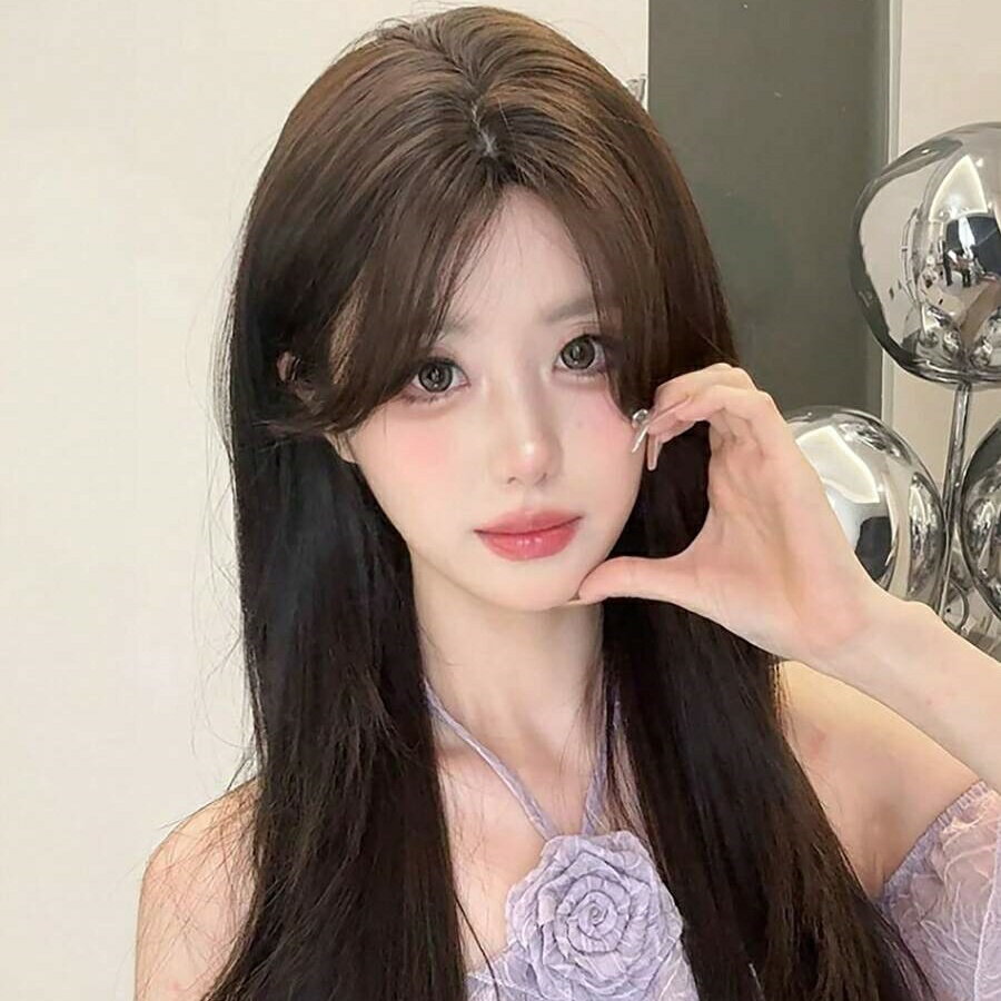 28インチ ブラック&ブラウン レイヤーカラー耐熱性フィバー自然な女性ウィッグ デイリー使用