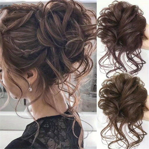 散らかったドーナツヘアバン、くしゃくしゃアップスタイルシニヨン、ゴム製ヘアタイ、合成ヘアエクステンション、エレガントなデイリーユースヘアアクセサリー、ハロウィン、クリスマス 散らかったドーナツヘアバン、くしゃくしゃアップスタイルシニヨン、ゴム製ヘアタイ、合成ヘアエクステンション、エレガントなデイリーユースヘアアクセサリー、ハロウィン、クリスマス