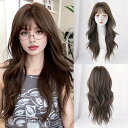 エレガント ルーズ カール ウィッグ レディース用、高密度 150% ローズ ネット キャップ、耐熱性人工毛、コーヒーブラウン 前髪付き、62.99 cm、日常とパーティー用(4)