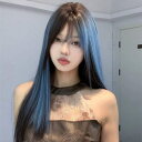 26インチトップ合成耐熱ストレートヘアマルチカラーウィッグ、チーバン付き、日常の繊維で作られ、自然でリアルなウィッグ(アクセサリーは含まれていません)(4)
